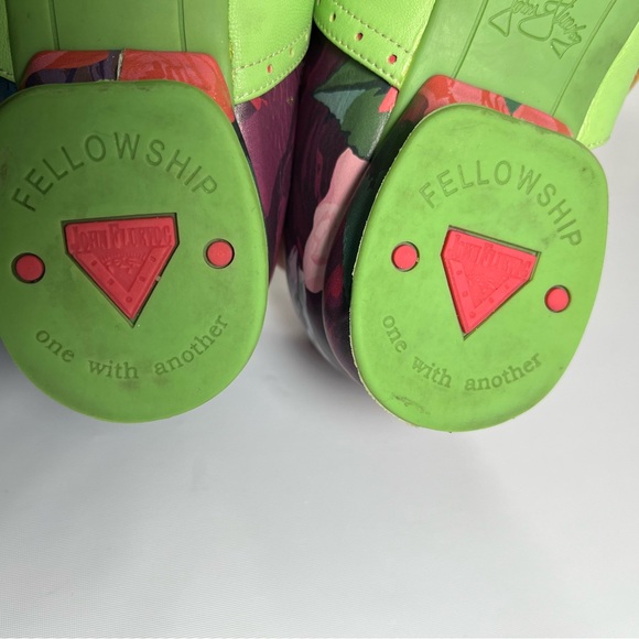 John Fluevog Floral Cleo Shoes with Lime Green Accents - Picture 12 of 12